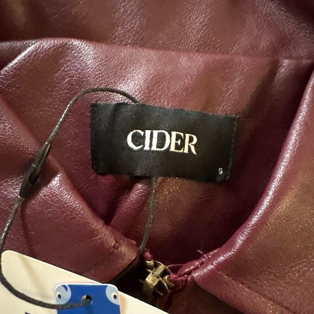 Cider Burgundy Faux Leather Zip-Up Jacket - Picture 2 of 6